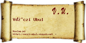 Váczi Ubul névjegykártya